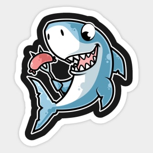 Shark Cooking Sausages Barbecue BBQ design Sticker